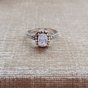 Rhinestone Pebbled Gold and Silver Textured Silver Ring